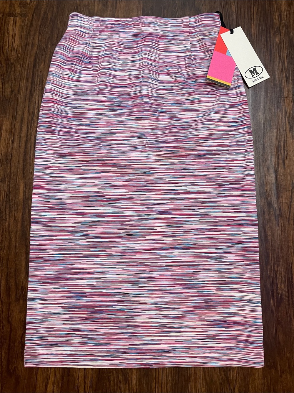 NWT M Missoni Cotton Space Dye Knit Pencil Skirt white pink Blue IT 38 XS